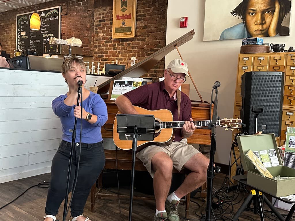 The Zach and Lyndsey Show performing live at Coffeelands in Clinton, MA